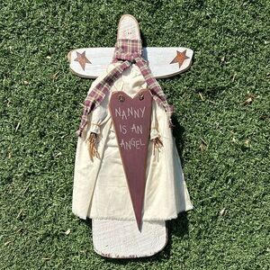 Nanny is an Angel Rustic Wooden White Angel Wall Plaque Sign Decor